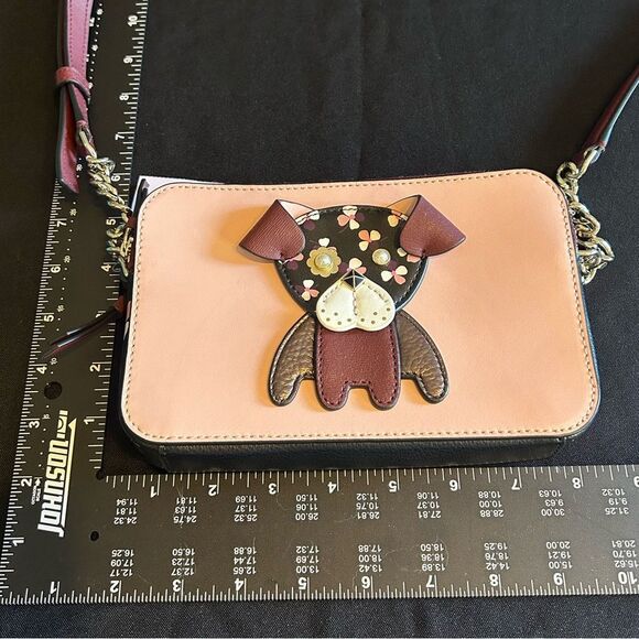 Kate Spade PinkFront & Burgundy back Leather Puppy Crossbody Bag So Cute New Tag - Picture 9 of 10